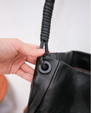 Handwoven Lambskin Leather Tote Bag for Women, Luxury Slouchy Large Shoulder Hobo Woven Tote