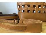 Handwoven Leather Checkerboard Tote Bag | Full Grain Cowhide Basket Crossbody