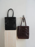 Handwoven Leather Tote Bag | Full Grain Cowhide Open Weave Shoulder Bag | Large Basket Tote | Boho Leather Handbag