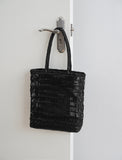 Handwoven Leather Tote Bag | Full Grain Cowhide Open Weave Shoulder Bag | Large Basket Tote | Boho Leather Handbag