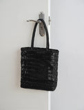 Handwoven Leather Tote Bag | Full Grain Cowhide Open Weave Shoulder Bag | Large Basket Tote | Boho Leather Handbag