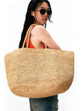 Handwoven natural raffia straw tote bag – large vacation beach bag with complimentary scarf by Alexel Crafts