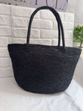 Natural raffia straw tote bag fine weave variant – tighter woven texture handmade beach bag