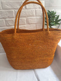 Handwoven Raffia Straw Tote Bag | Women's Large Vacation Beach Bag with Scarf