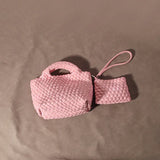 Handwoven Vegan Leather Mini Bucket Bag, Leather Basket Handbag + Crossbody Chain (20+ Colours)