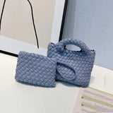 Handwoven Vegan Leather Mini Bucket Bag, Leather Basket Handbag + Crossbody Chain (20+ Colours)