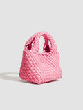 Handwoven Vegan Leather Mini Bucket Bag, Leather Basket Handbag + Crossbody Chain (20+ Colours)