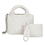 Handwoven Vegan Leather Mini Bucket Bag, Leather Basket Handbag + Crossbody Chain (20+ Colours)