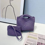 Handwoven Vegan Leather Mini Bucket Bag, Leather Basket Handbag + Crossbody Chain (20+ Colours)