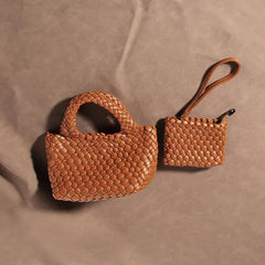 Handwoven Vegan Leather Mini Bucket Bag, Leather Basket Handbag + Crossbody Chain (20+ Colours) Handwoven Vegan Leather Mini Bucket Bag, Leather Basket Handbag + Crossbody Chain (20+ Colours)