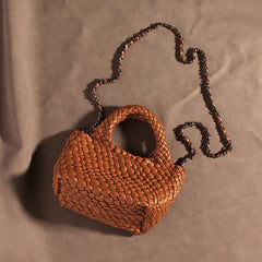 Handwoven Vegan Leather Mini Bucket Bag, Leather Basket Handbag + Crossbody Chain (20+ Colours) Handwoven Vegan Leather Mini Bucket Bag, Leather Basket Handbag + Crossbody Chain (20+ Colours)