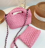 Handwoven Vegan Leather Mini Bucket Bag, Leather Basket Handbag + Crossbody Chain (20+ Colours)