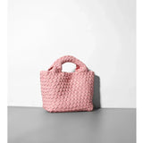 Handwoven Vegan Leather Mini Bucket Bag, Leather Basket Handbag + Crossbody Chain (20+ Colours)