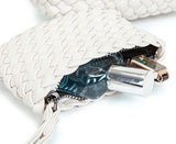 Handwoven Vegan Leather Mini Bucket Bag, Leather Basket Handbag + Crossbody Chain (20+ Colours)