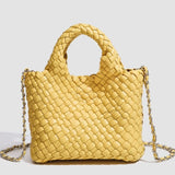 Handwoven Vegan Leather Mini Bucket Bag, Leather Basket Handbag + Crossbody Chain (20+ Colours)