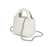 Handwoven Vegan Leather Mini Bucket Bag, Leather Basket Handbag + Crossbody Chain (20+ Colours)