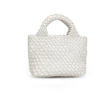 Handwoven Vegan Leather Mini Bucket Bag, Leather Basket Handbag + Crossbody Chain (20+ Colours)