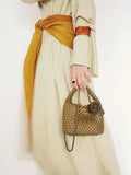 Handwoven Vegan Leather Mini Bucket Bag, Leather Basket Handbag + Crossbody Chain (20+ Colours)