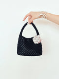 Handwoven Vegan Leather Mini Bucket Bag, Leather Basket Handbag + Crossbody Chain (20+ Colours)