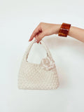 Handwoven Vegan Leather Mini Bucket Bag, Leather Basket Handbag + Crossbody Chain (20+ Colours)