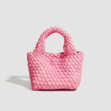 Handwoven Vegan Leather Mini Bucket Bag, Leather Basket Handbag + Crossbody Chain (20+ Colours)