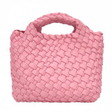 Handwoven Vegan Leather Mini Bucket Bag, Leather Basket Handbag + Crossbody Chain (20+ Colours)