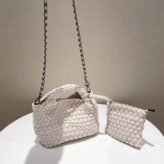 Handwoven Vegan Leather Mini Bucket Bag, Leather Basket Handbag + Crossbody Chain (20+ Colours) Handwoven Vegan Leather Mini Bucket Bag, Leather Basket Handbag + Crossbody Chain (20+ Colours)