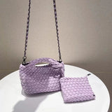 Handwoven Vegan Leather Mini Bucket Bag, Leather Basket Handbag + Crossbody Chain (20+ Colours)