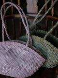 Handwoven Vegetable-Tanned Leather Basket Bag for Women|Full Grain Cowhide Woven Tote with Braided Handle & Drawstring Liner | Spring Summer Shoulder Bag