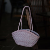 Handwoven Vegetable-Tanned Leather Basket Bag for Women|Full Grain Cowhide Woven Tote with Braided Handle & Drawstring Liner | Spring Summer Shoulder Bag