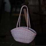 Handwoven Vegetable-Tanned Leather Basket Bag for Women|Full Grain Cowhide Woven Tote with Braided Handle & Drawstring Liner | Spring Summer Shoulder Bag