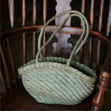 Handwoven Vegetable-Tanned Leather Basket Bag for Women|Full Grain Cowhide Woven Tote with Braided Handle & Drawstring Liner | Spring Summer Shoulder Bag