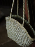 Handwoven Vegetable-Tanned Leather Basket Bag for Women|Full Grain Cowhide Woven Tote with Braided Handle & Drawstring Liner | Spring Summer Shoulder Bag