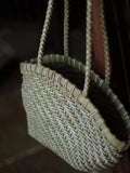 Handwoven Vegetable-Tanned Leather Basket Bag for Women|Full Grain Cowhide Woven Tote with Braided Handle & Drawstring Liner | Spring Summer Shoulder Bag