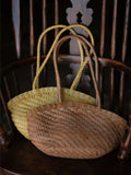 Handwoven Vegetable-Tanned Leather Basket Bag for Women|Full Grain Cowhide Woven Tote with Braided Handle & Drawstring Liner | Spring Summer Shoulder Bag