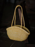 Handwoven Vegetable-Tanned Leather Basket Bag for Women|Full Grain Cowhide Woven Tote with Braided Handle & Drawstring Liner | Spring Summer Shoulder Bag