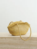 Handwoven Vegetable-Tanned Leather Basket Bag for Women|Full Grain Cowhide Woven Tote with Braided Handle & Drawstring Liner | Spring Summer Shoulder Bag