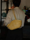 Handwoven Vegetable-Tanned Leather Basket Bag for Women|Full Grain Cowhide Woven Tote with Braided Handle & Drawstring Liner | Spring Summer Shoulder Bag