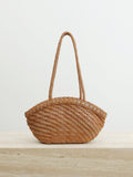 Handwoven Vegetable-Tanned Leather Basket Bag for Women|Full Grain Cowhide Woven Tote with Braided Handle & Drawstring Liner | Spring Summer Shoulder Bag