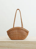 Handwoven Vegetable-Tanned Leather Basket Bag for Women|Full Grain Cowhide Woven Tote with Braided Handle & Drawstring Liner | Spring Summer Shoulder Bag