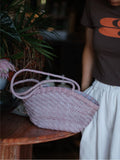 Handwoven Vegetable-Tanned Leather Basket Bag for Women|Full Grain Cowhide Woven Tote with Braided Handle & Drawstring Liner | Spring Summer Shoulder Bag
