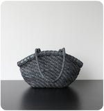 Handwoven Vegetable-Tanned Leather Basket Bag for Women|Full Grain Cowhide Woven Tote with Braided Handle & Drawstring Liner | Spring Summer Shoulder Bag