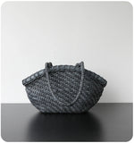 Handwoven Vegetable-Tanned Leather Basket Bag for Women|Full Grain Cowhide Woven Tote with Braided Handle & Drawstring Liner | Spring Summer Shoulder Bag