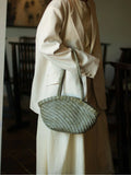 Handwoven Vegetable-Tanned Leather Basket Bag for Women|Full Grain Cowhide Woven Tote with Braided Handle & Drawstring Liner | Spring Summer Shoulder Bag