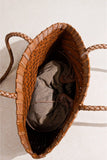 Handwoven Vegetable-Tanned Leather Basket Bag for Women|Full Grain Cowhide Woven Tote with Braided Handle & Drawstring Liner | Spring Summer Shoulder Bag