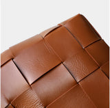 Handwoven Leather Women's Woven Tote Bag, Large Cowhide Leather Woven Women Leather Laptop Bags Brown