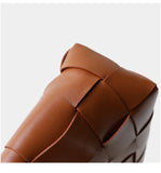 Handwoven Leather Women's Woven Tote Bag, Large Cowhide Leather Woven Women Leather Laptop Bags Brown