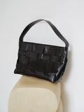 Handwoven Leather Women's Woven Tote Bag, Large Cowhide Leather Woven Women Leather Laptop Bags Black