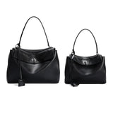 High-End Genuine Leather and Suede Leather Handbag with Lock Clasp, Women's Versatile Shoulder & Crossbody Bag for Commuting