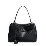High-End Genuine Leather and Suede Leather Handbag with Lock Clasp, Women's Versatile Shoulder & Crossbody Bag for Commuting